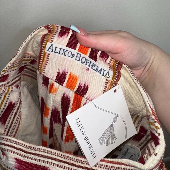 Alix of Bohemia Painter Indian Summer Wide Leg Pants Size XS Cream Burgundy - Picture 4 of 10